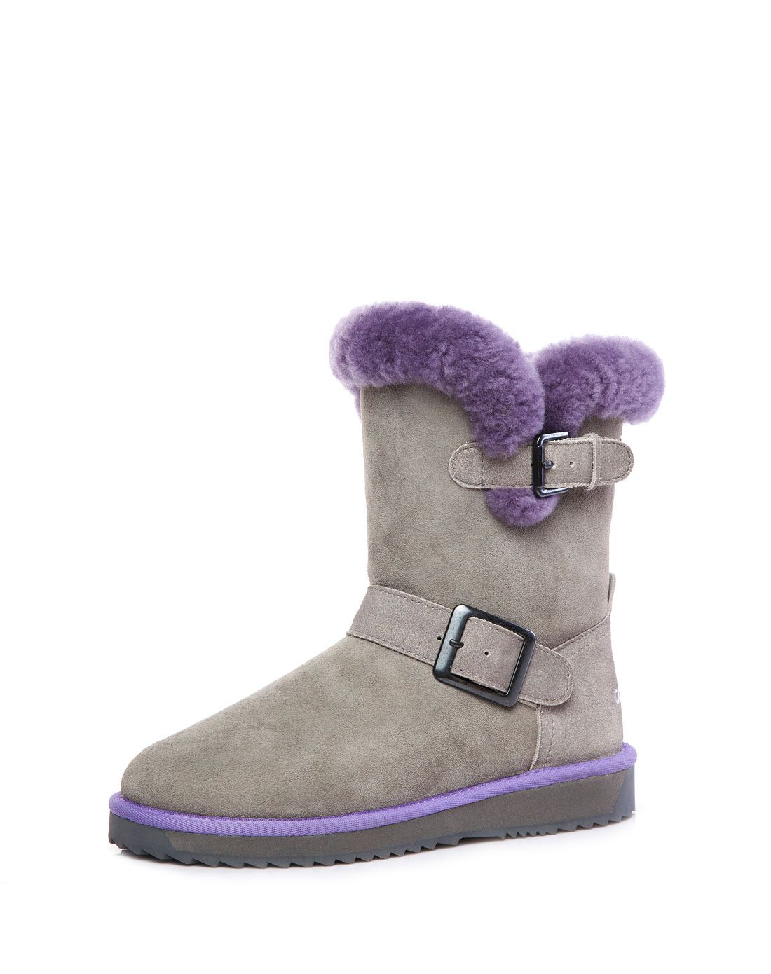 cozy steps女鞋专场 黑色羊皮毛一体雪地靴绒面皮女款中靴 运费 (订单