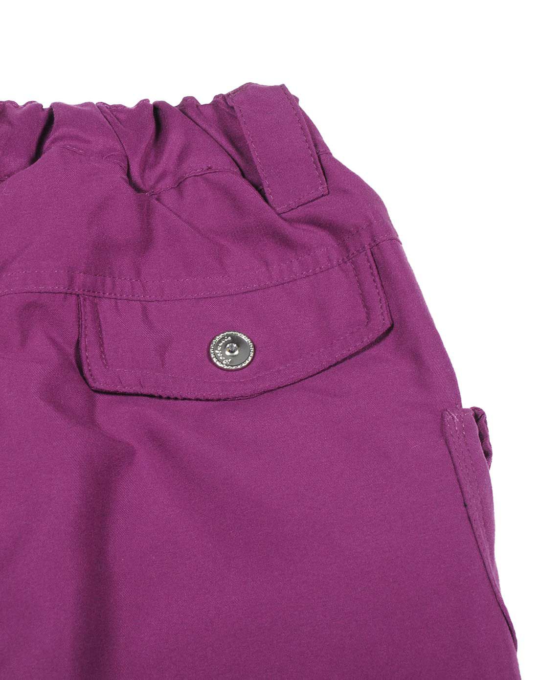 女童葡萄紫薄棉裤