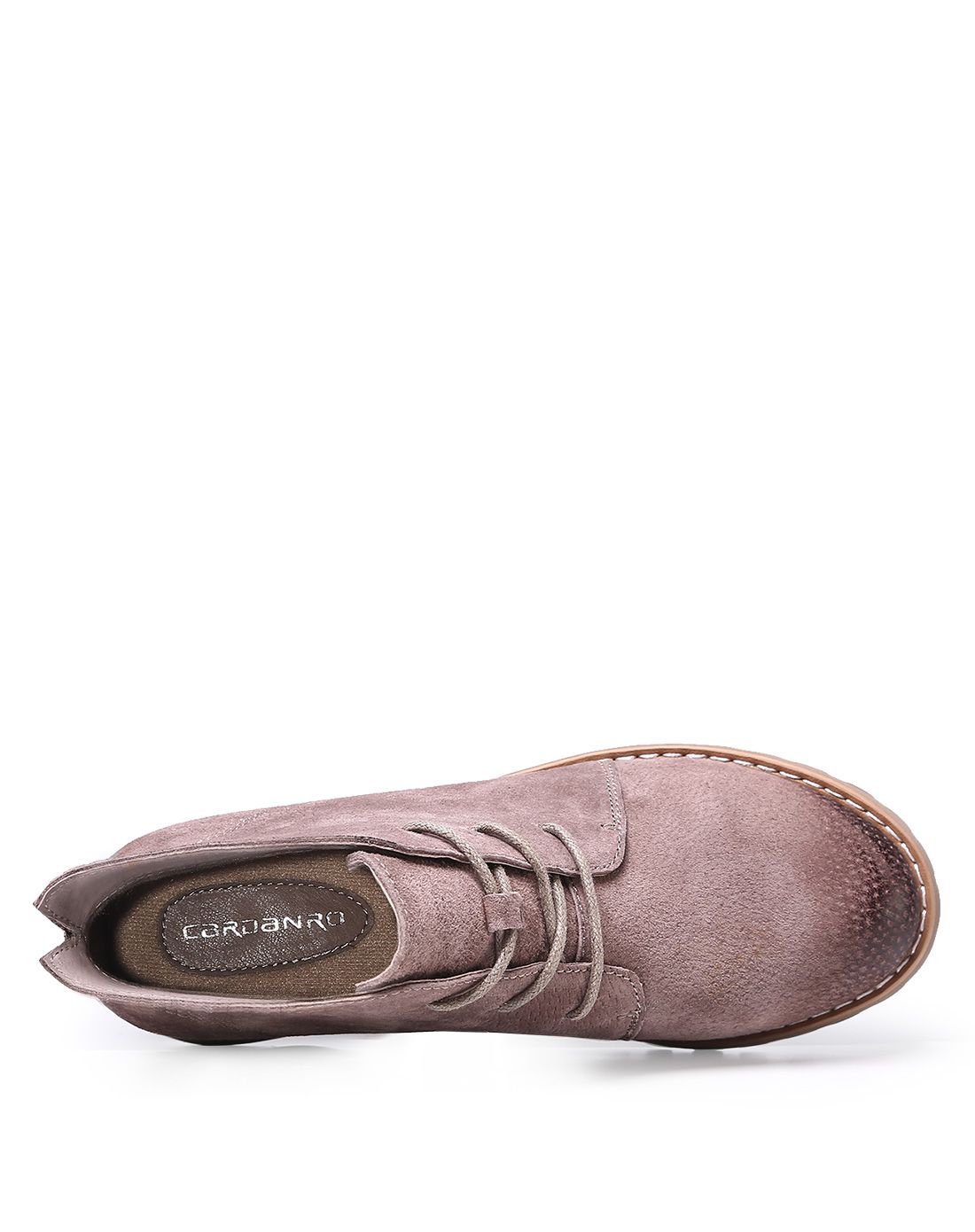 16新款 系带 豆沙色猪皮革简约中跟短靴