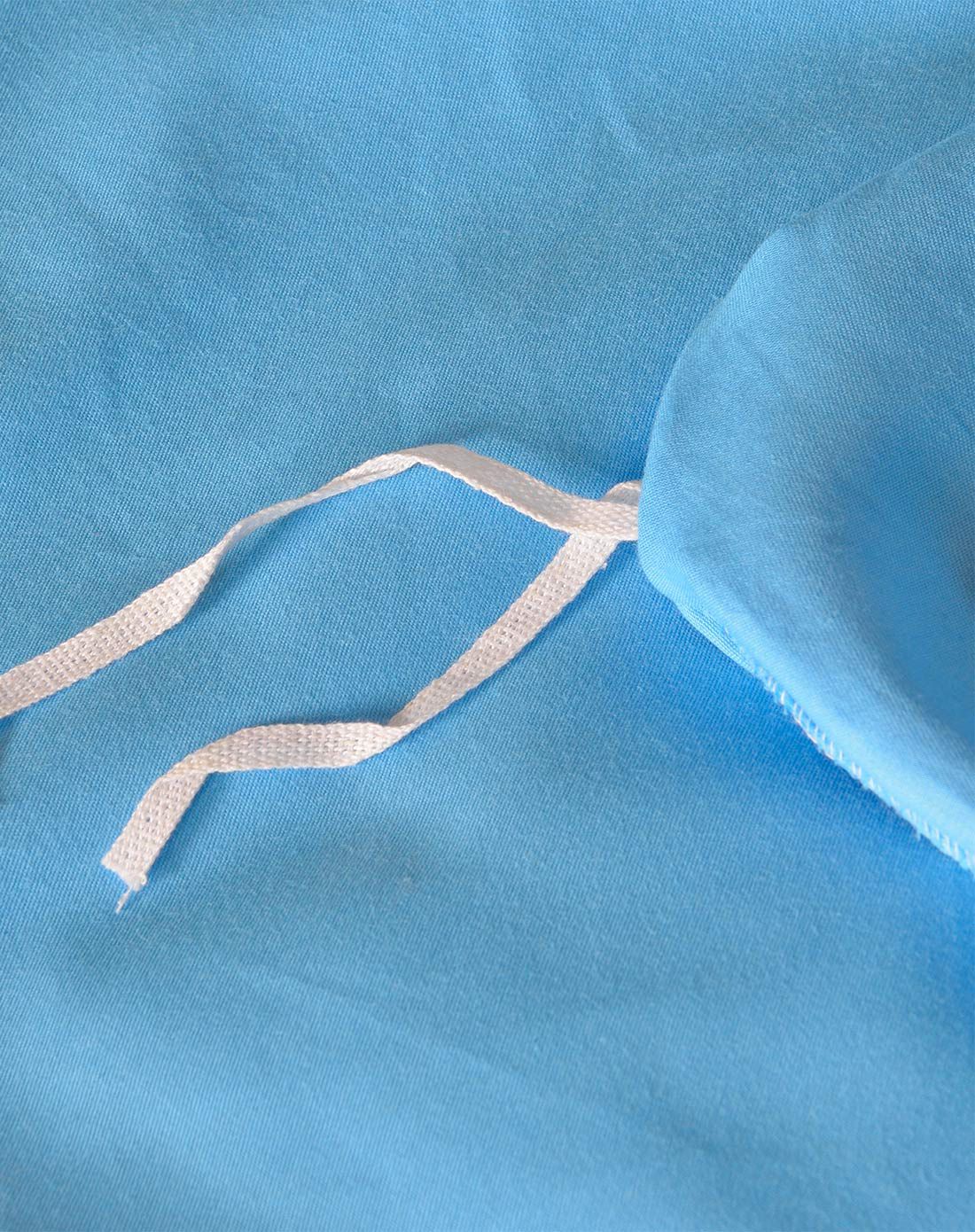 湖蓝色纯全棉素色美式四件套