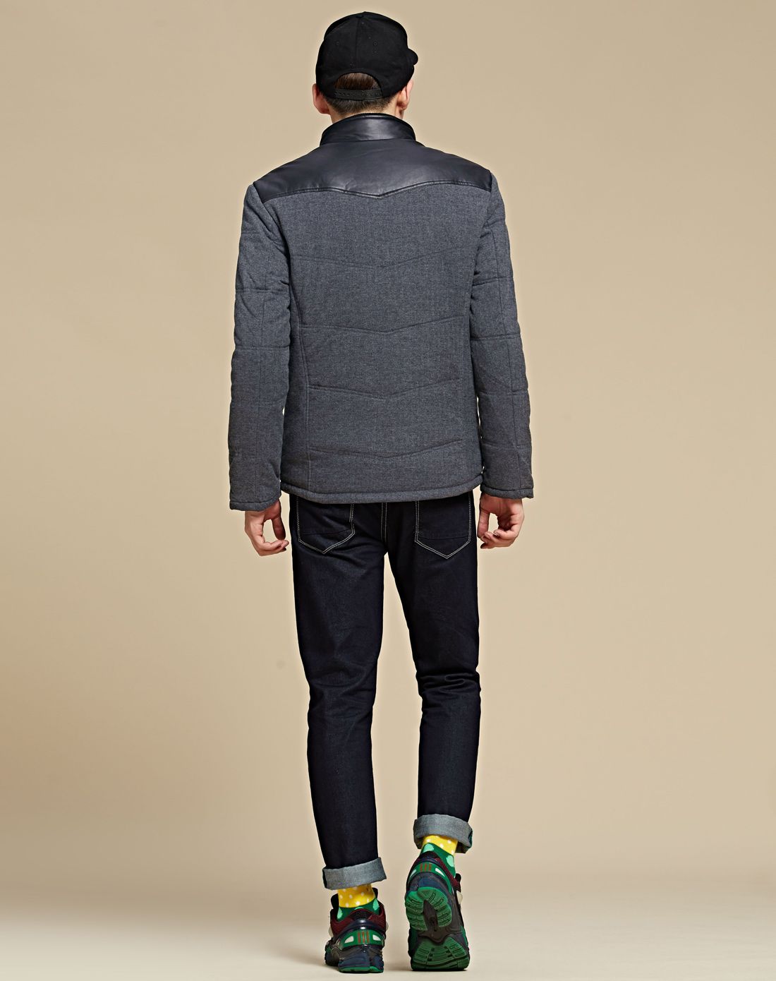 特深花灰男款基本薄棉服