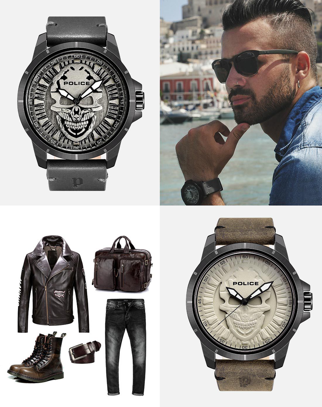 police手表专场 police 终结者系列骷髅头石英男表 商品编码:pl.