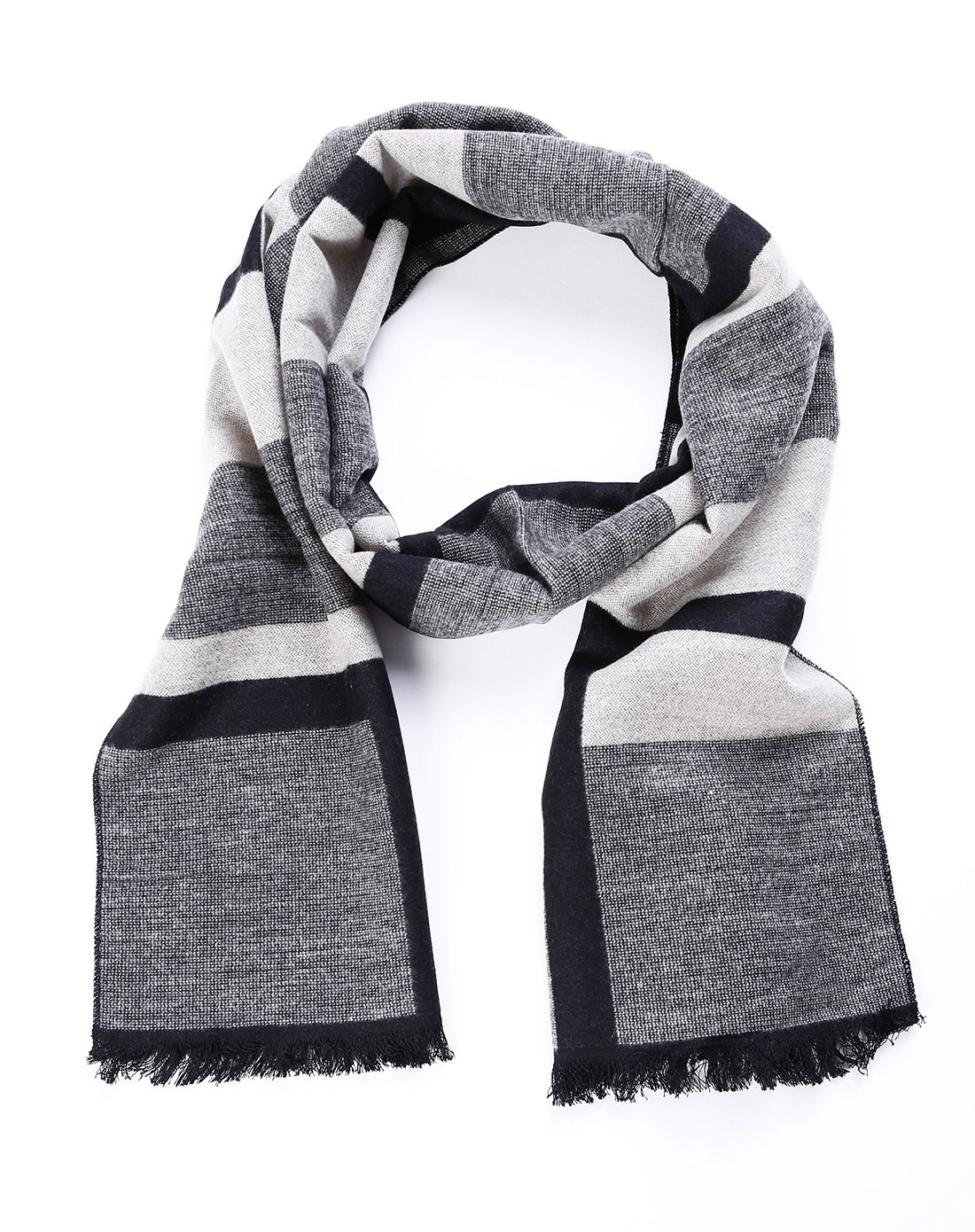 中花灰色典雅细腻爽滑品质男士围巾