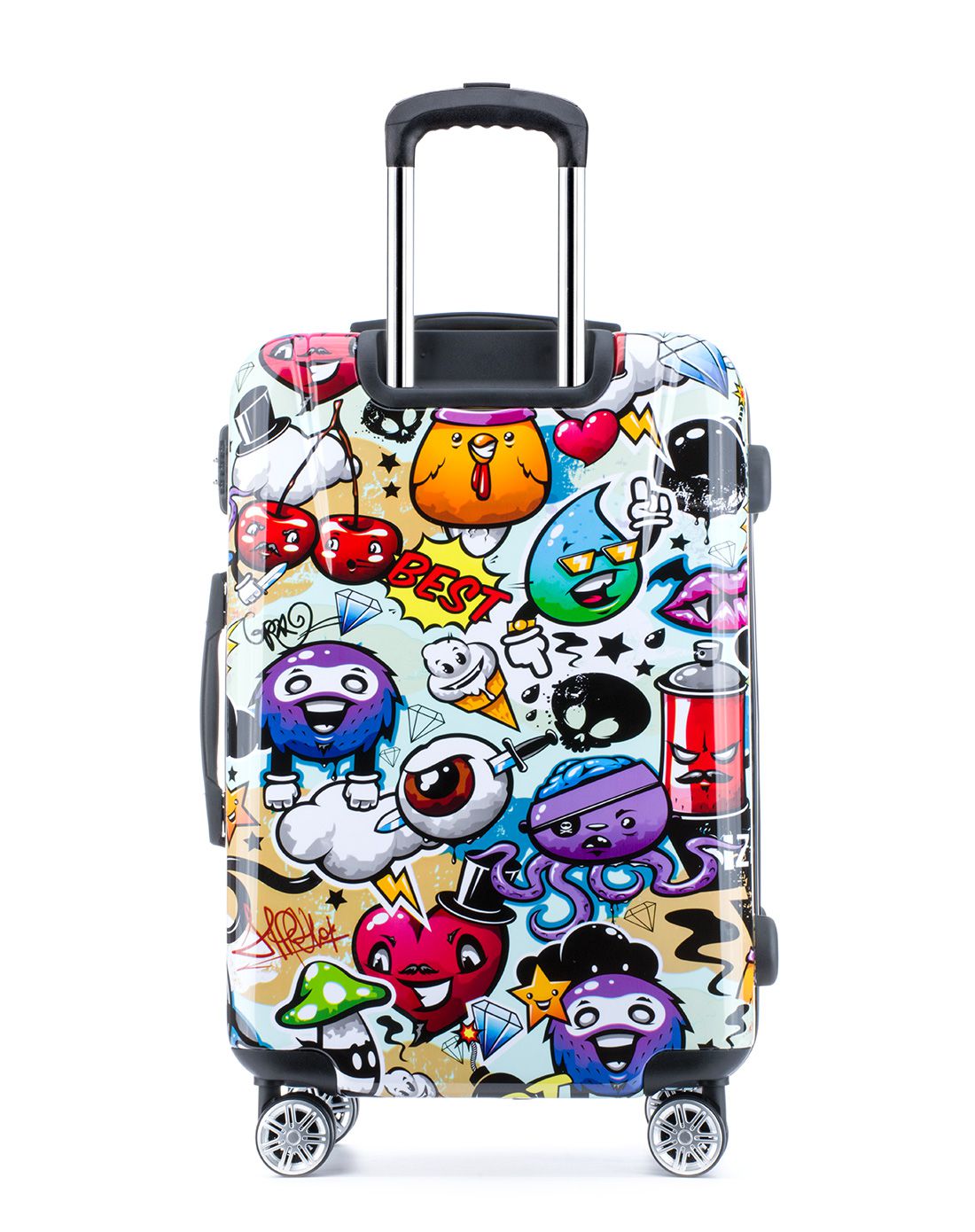 艾格森涂鸦卡通镜面拉杆箱24寸