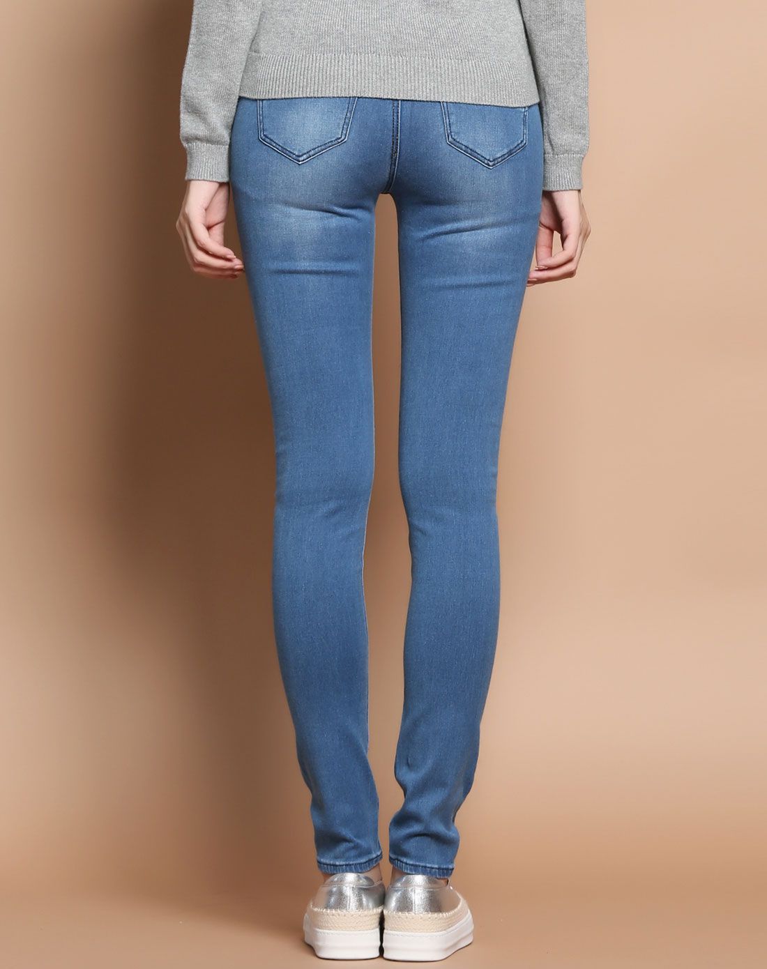 女装水蓝色潮流紧身弹性舒适时尚牛仔裤