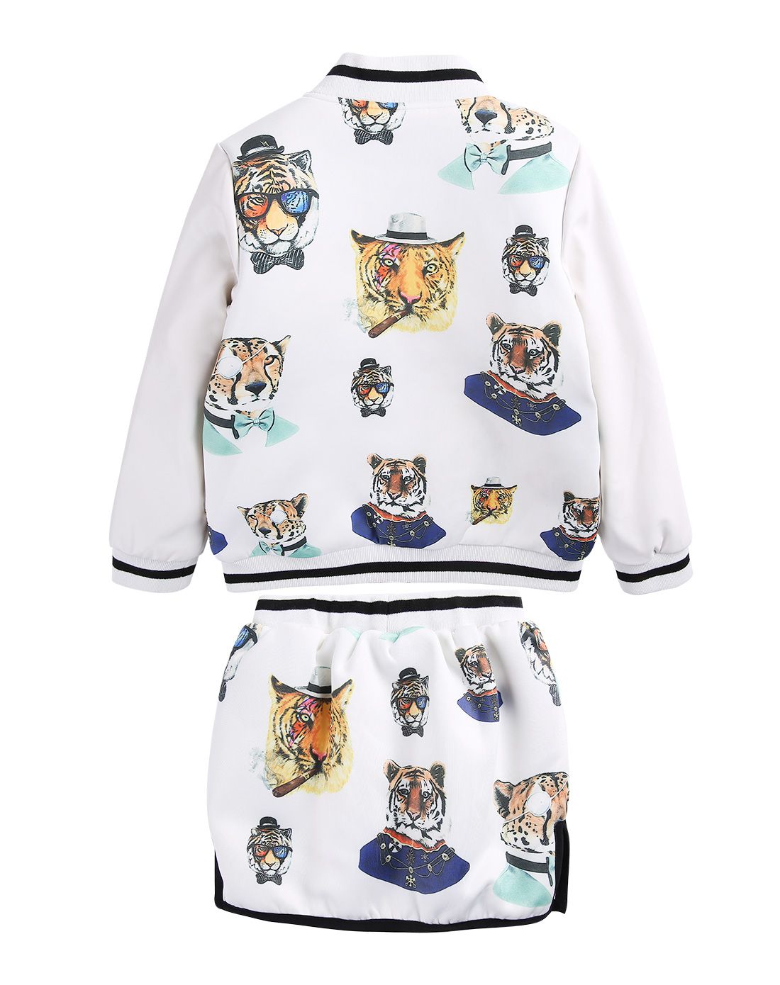 女童米白潮流俏皮老虎套装