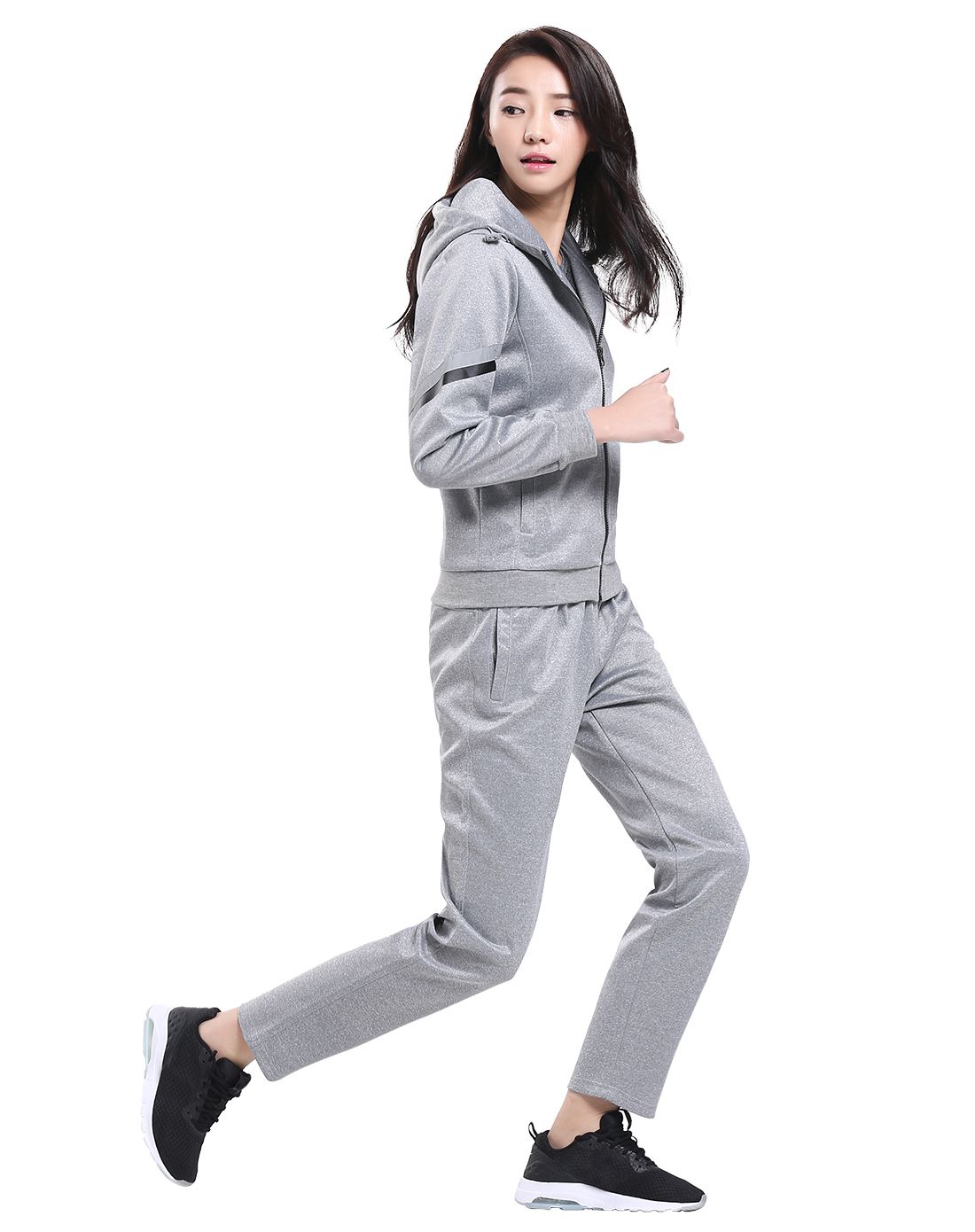 简约轻便 女款灰色运动套装