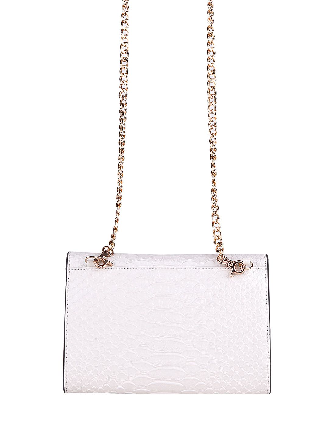 2016年新品蛇纹牛皮链条白色斜挎包