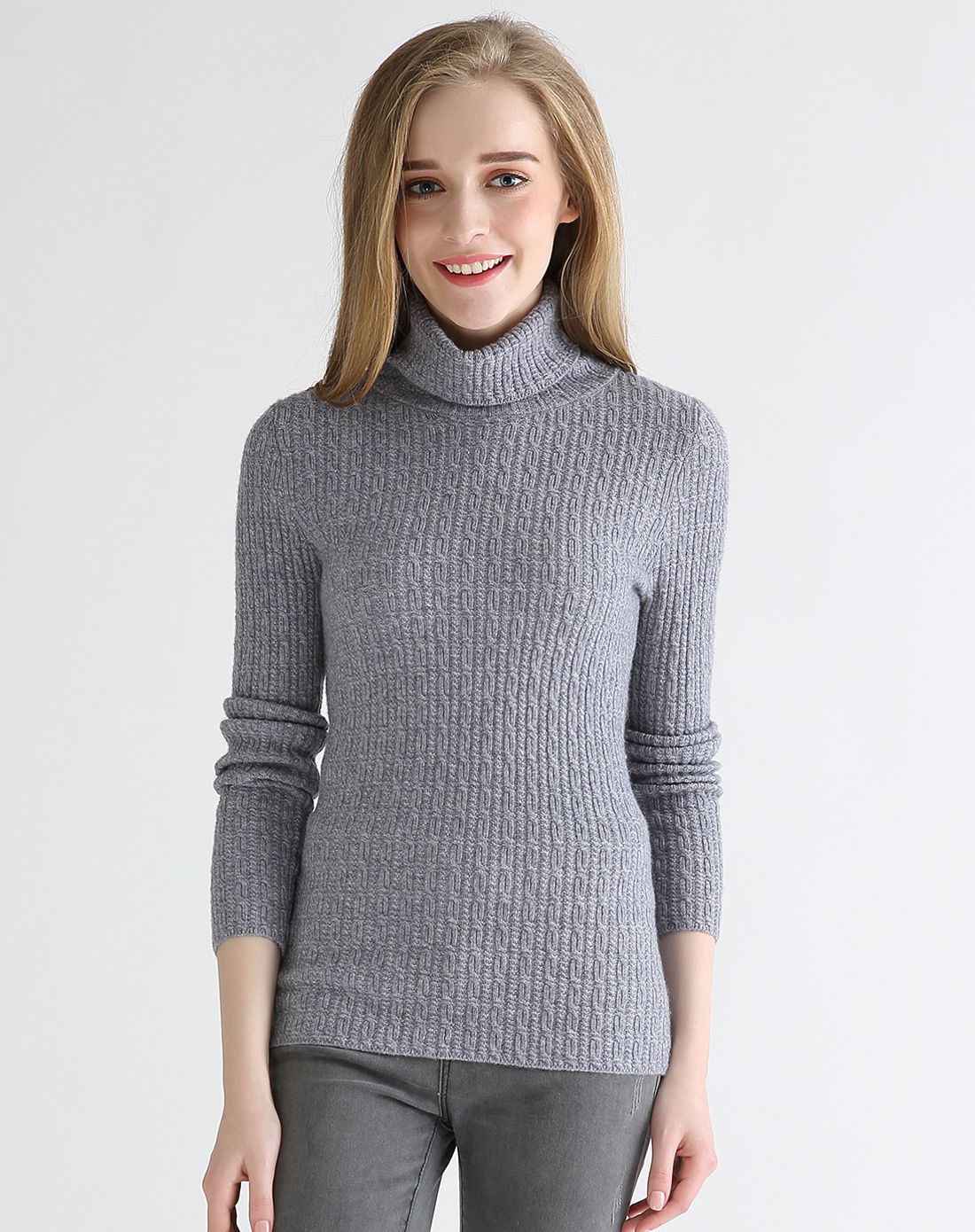 女款高领经典百搭山羊绒衫酒红