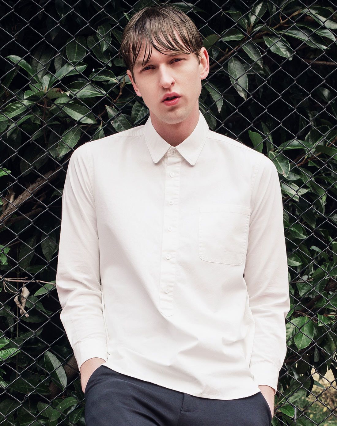 白色 欧美时尚休闲长袖衬衫