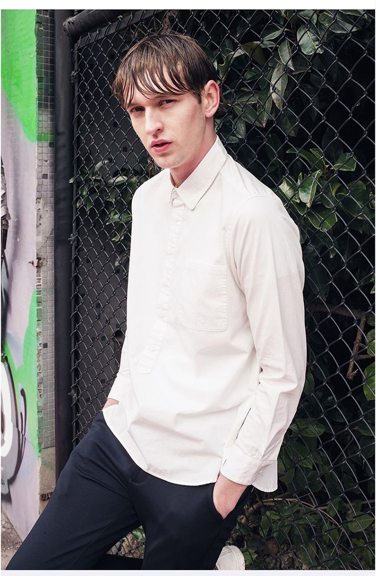白色 欧美时尚休闲长袖衬衫