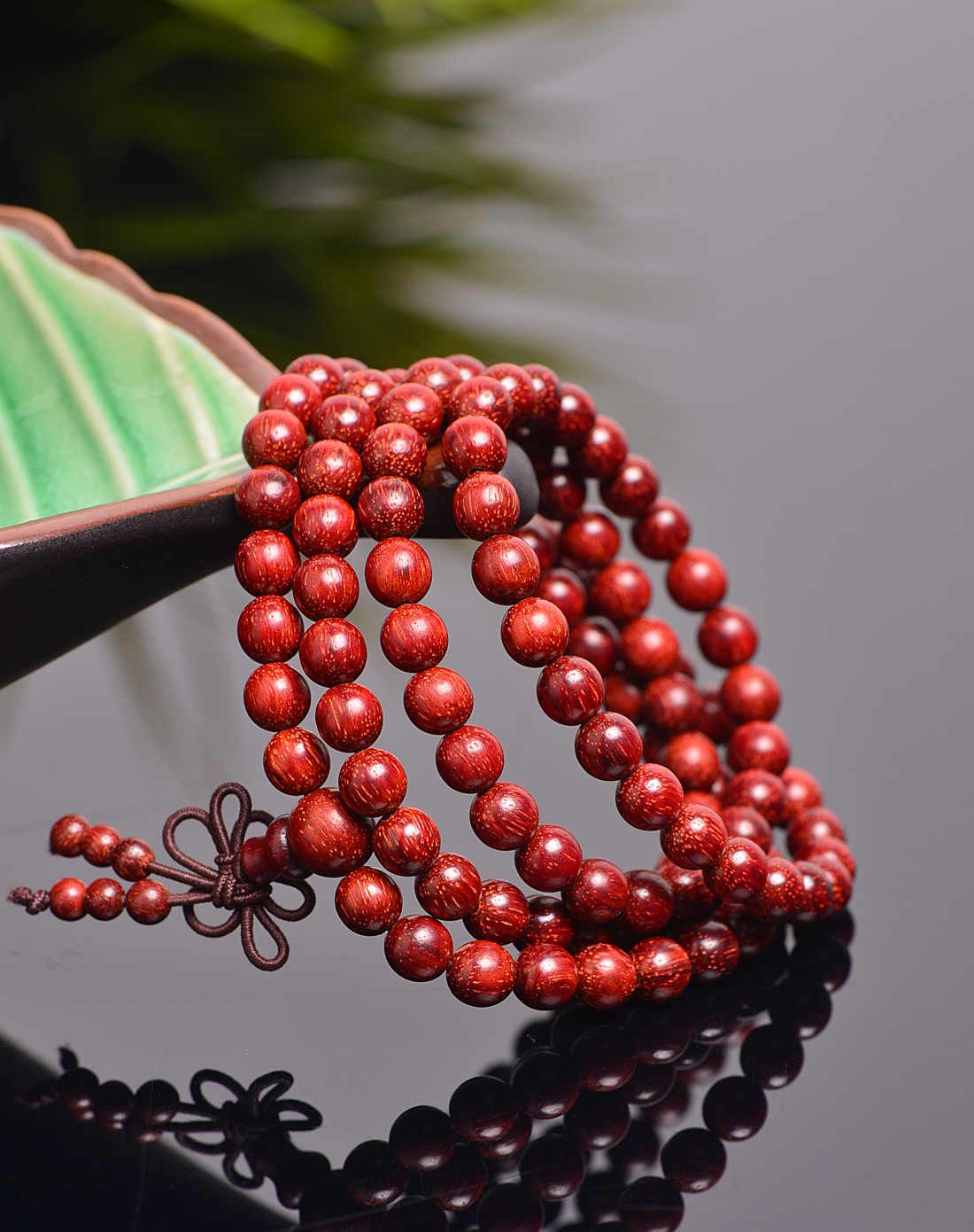 媛翠坊 鸡血红小叶紫檀6mm圆珠108粒手链
