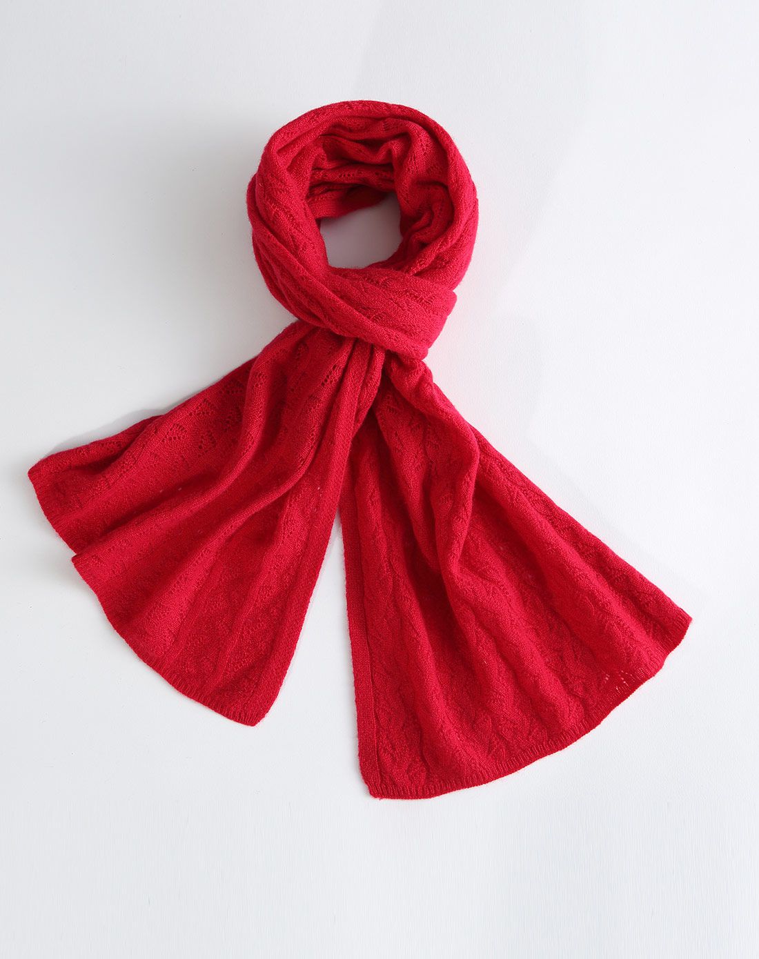 女款暗红色时尚镂空羊绒围巾