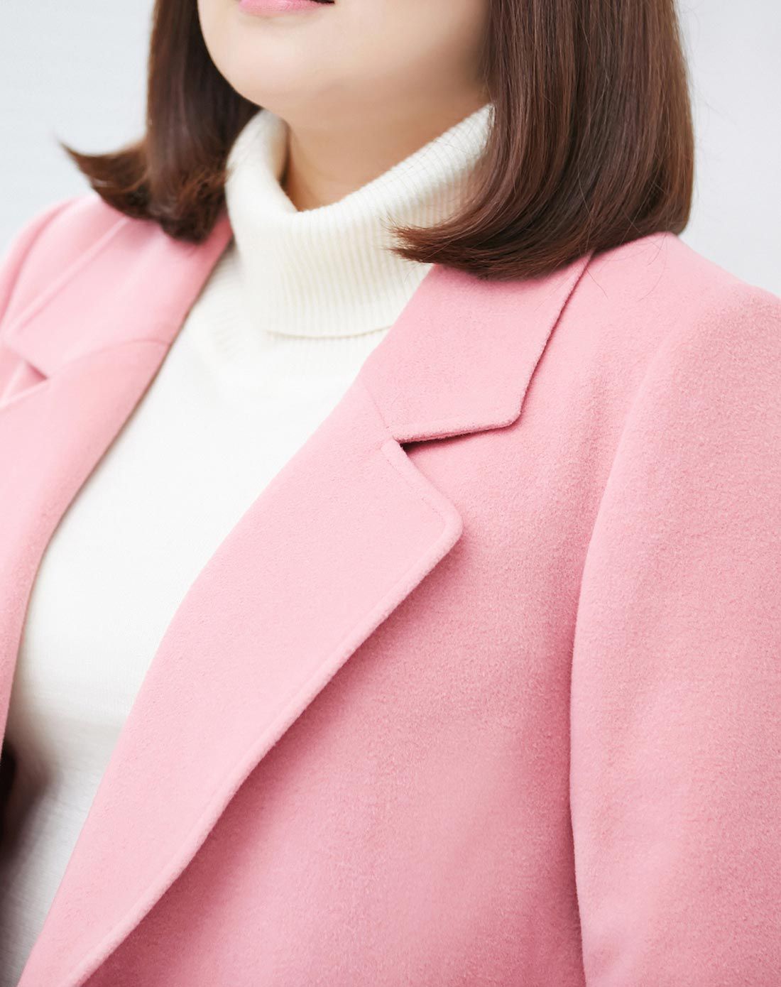 慕姗•诗怡ms•she大码豆沙色大翻驳领羊毛呢大衣m164008120130_