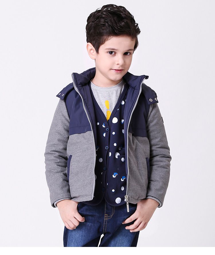 恋采依男女童装专场 男童宝兰撞色呢子外套 品牌名称: 恋采依 商品