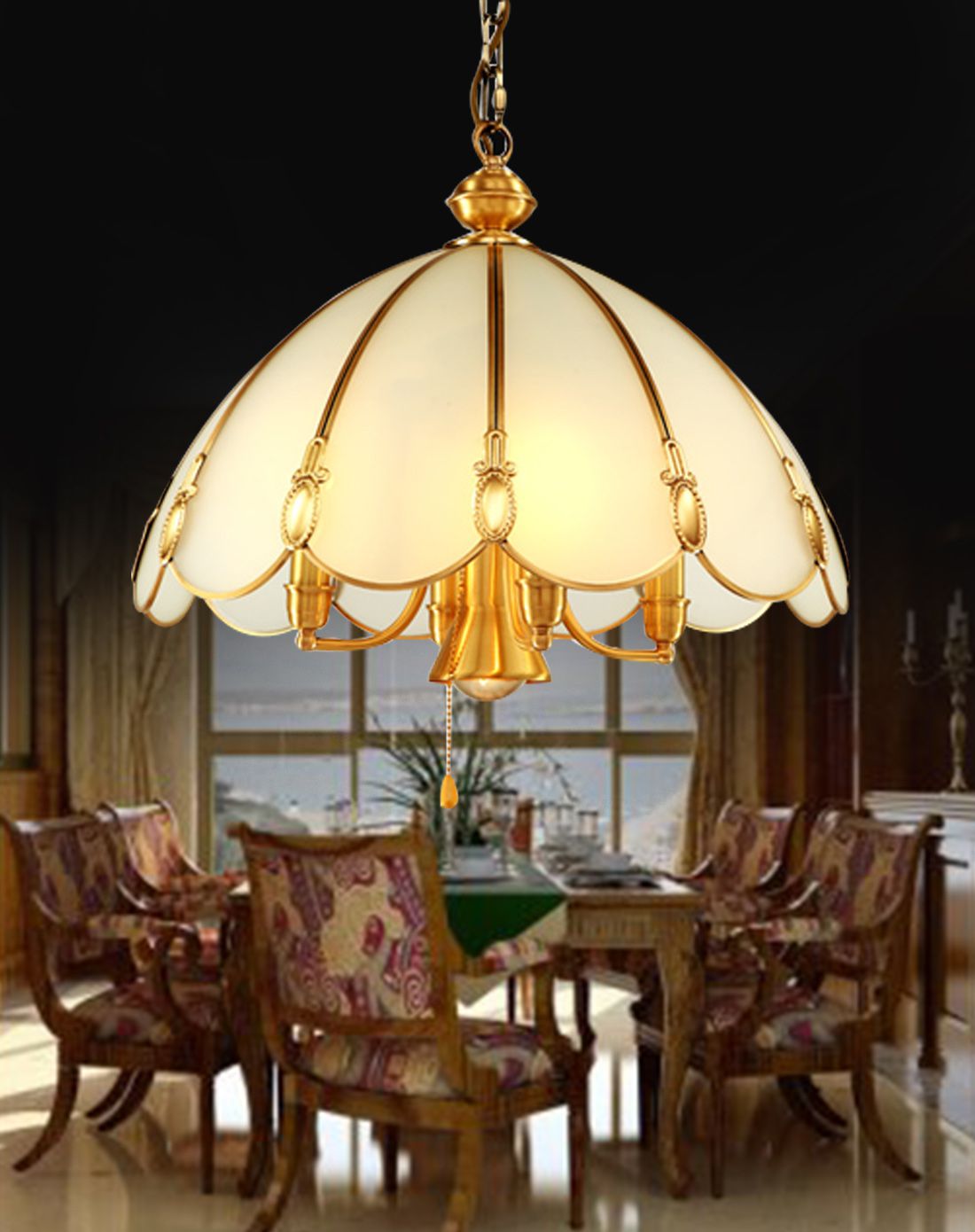 欧式纯铜半吊灯e14*4 e27*1