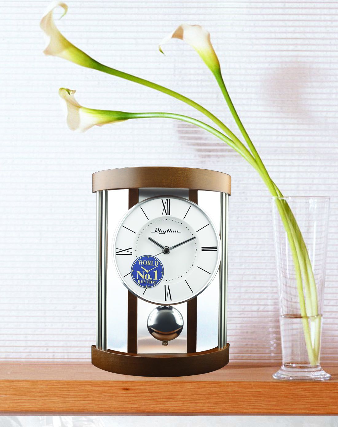 丽声rhythm时钟专场直发货豪华实木石英座钟 28cm钟摆crp608nr06_唯品