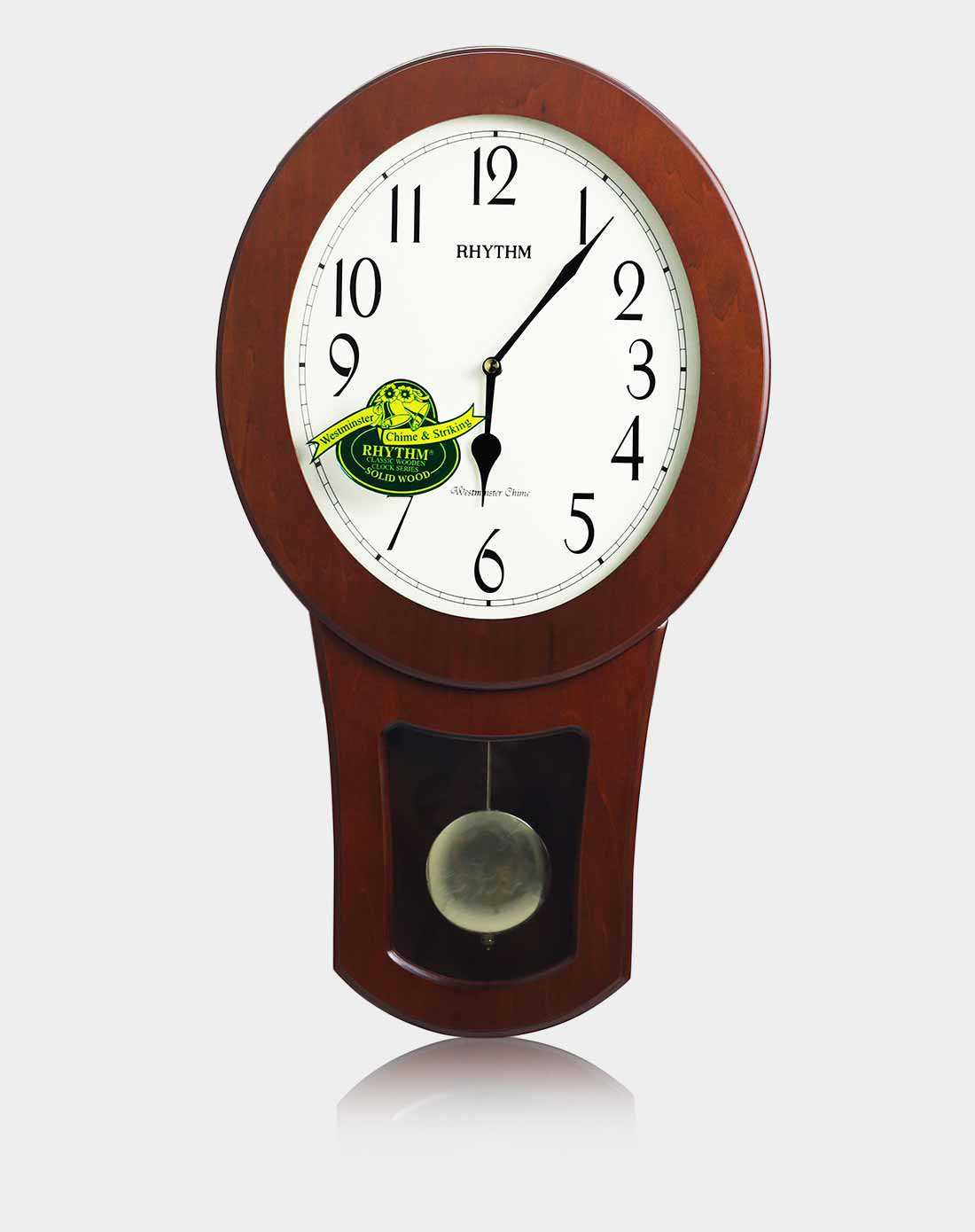 丽声 敲钟报时实木静音石英挂钟52cm西敏寺