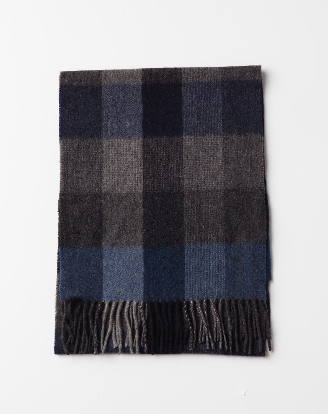 蓝黑灰方格纯山羊绒围巾[5005]彩色