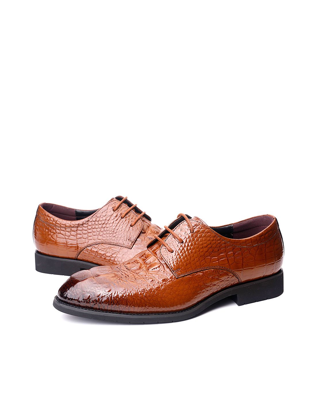 鳄鱼纹牛皮潮鞋时尚百搭透气商务鞋正装皮鞋