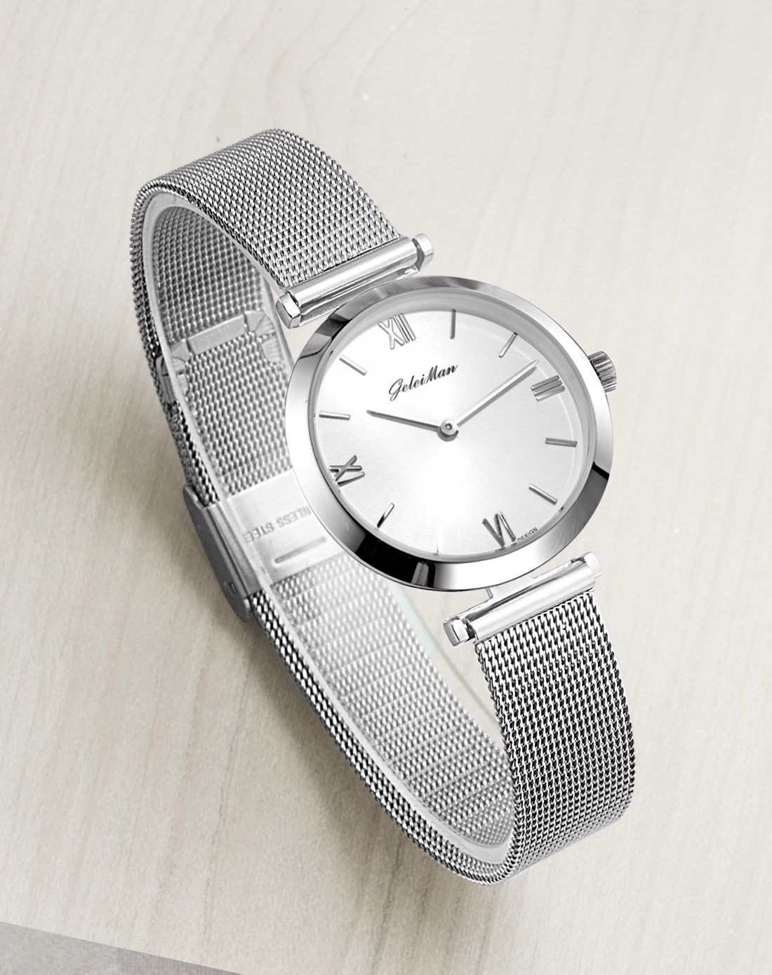 格雷曼 【唯品专供】时尚简约钢网带女表