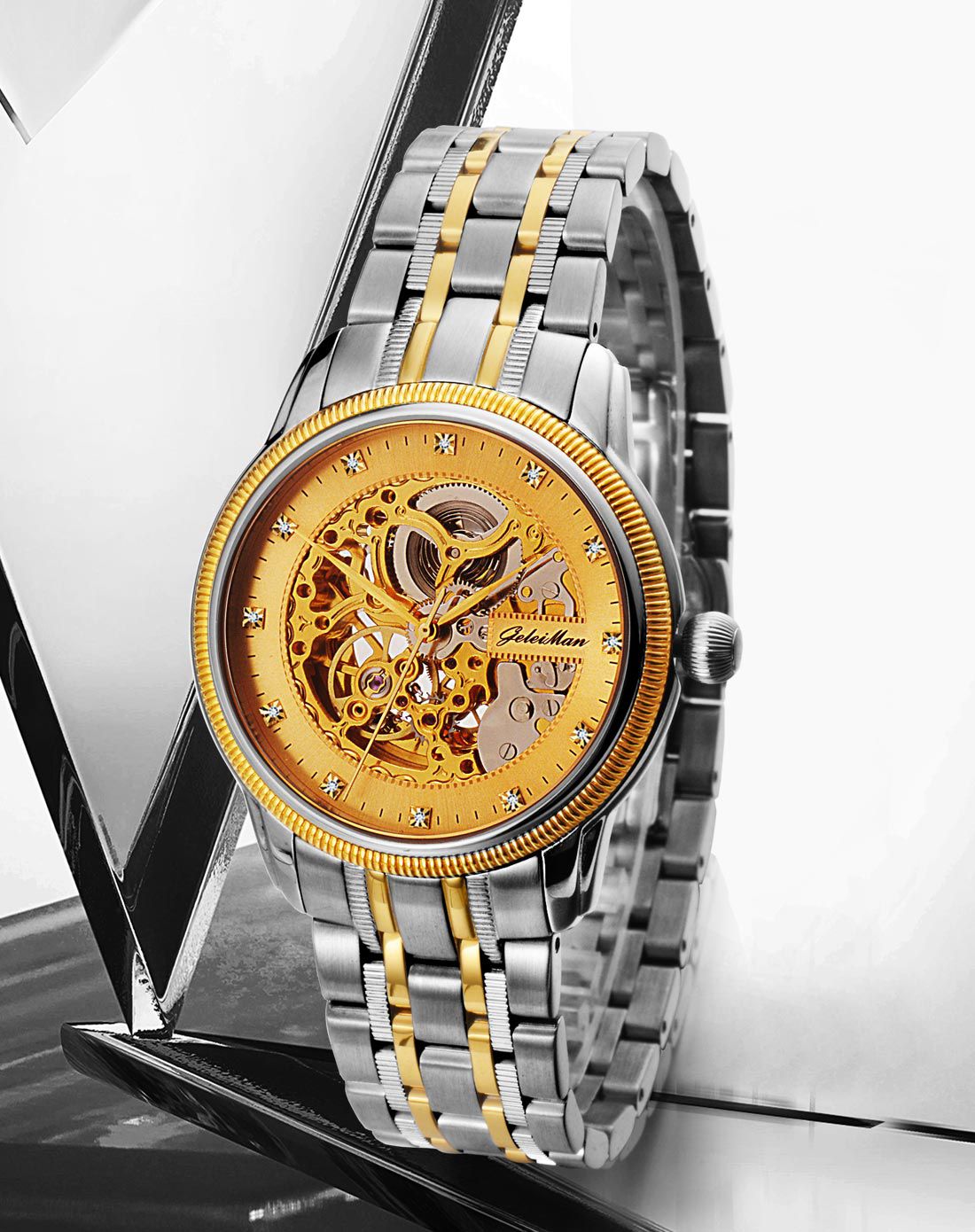 格雷曼geleiman手表专场 格雷曼 时尚镶钻镂空男士机械表