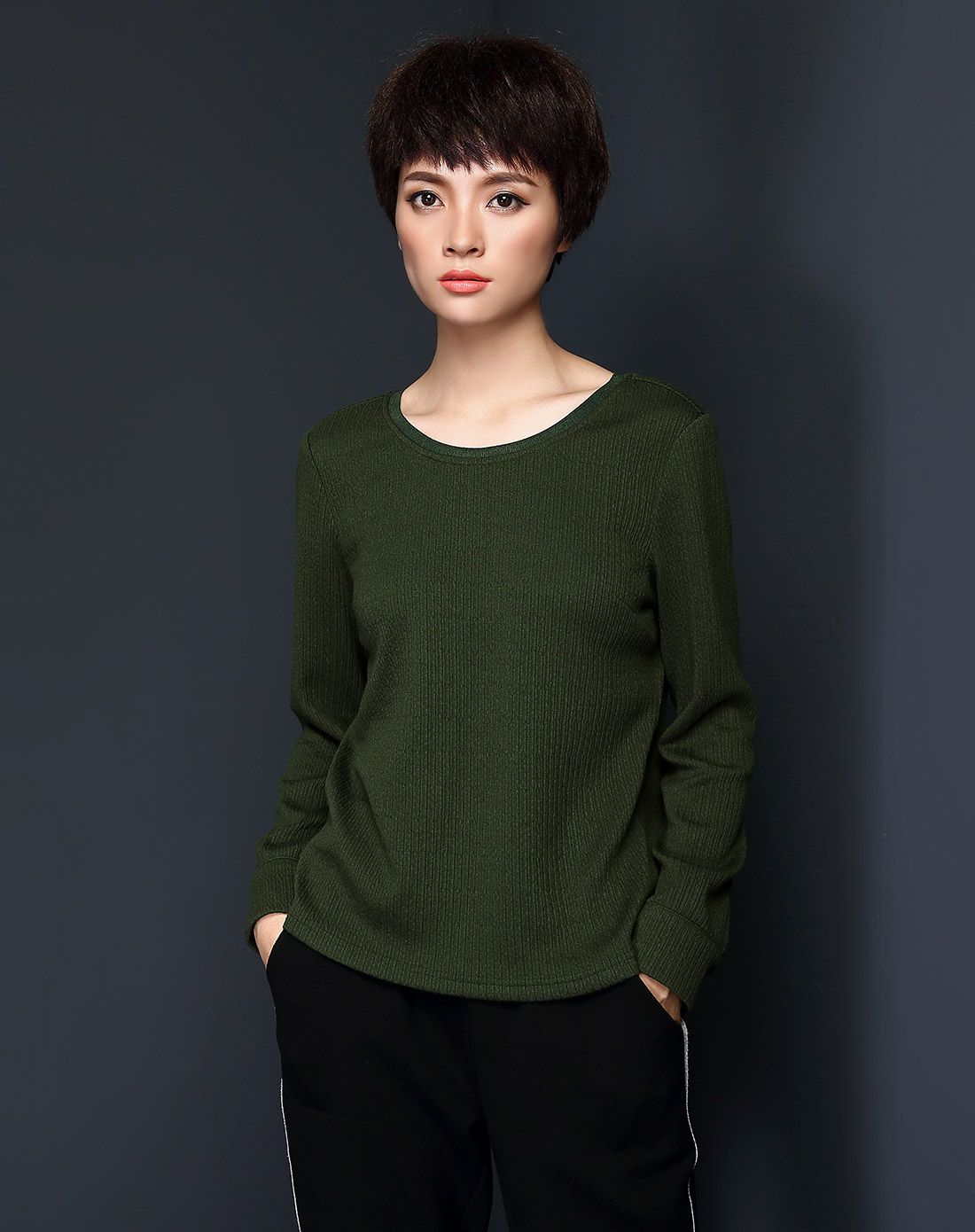 长袖套头t恤新款修身显瘦打底针织