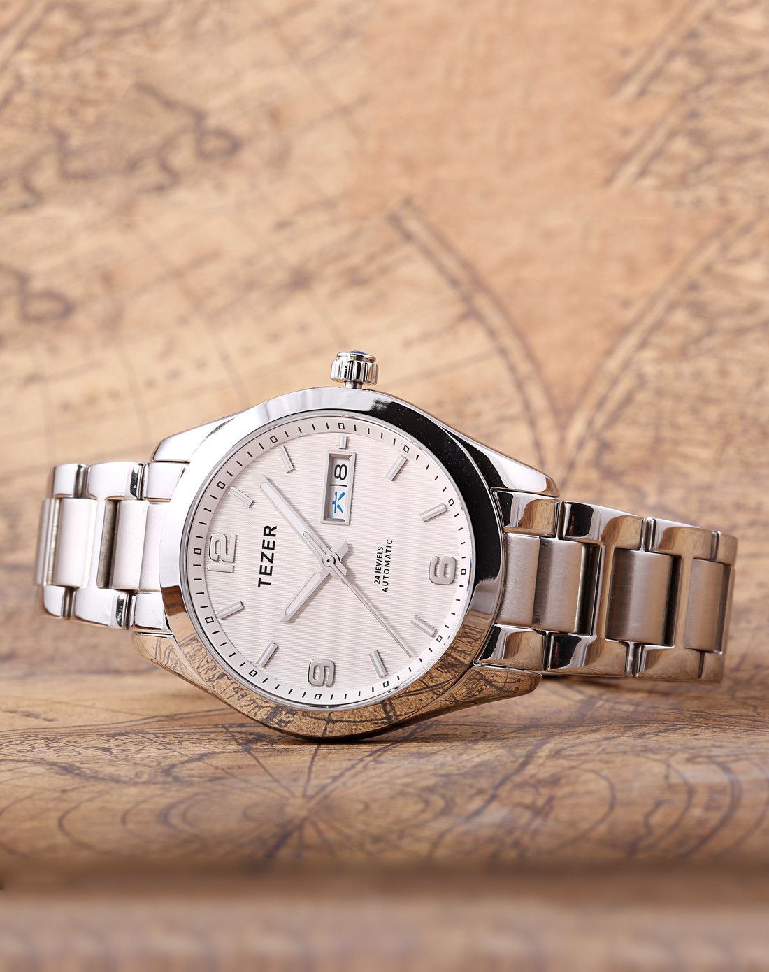 天时tezer手表专场 天时 商务精钢双历进口机芯防划表镜机械男表 商品