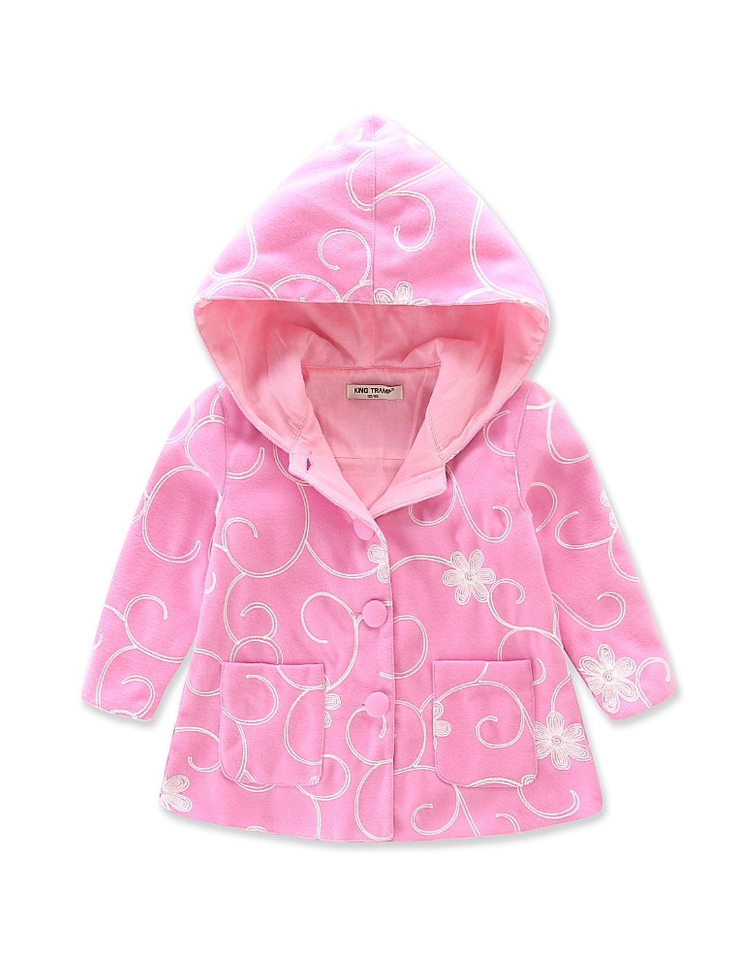 切普kingtrvmp春季男女童装特惠专场女童绣花毛呢外套rg2126-110_唯品