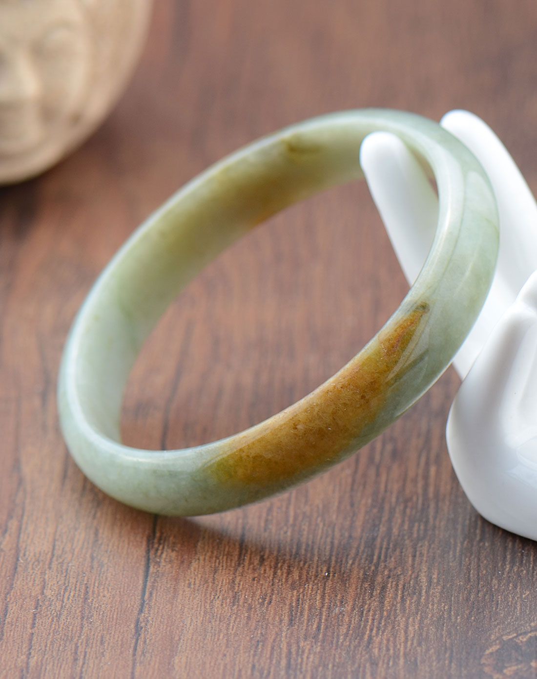 filial&love 豆种飘黄彩天然翡翠贵妃镯a货附证书