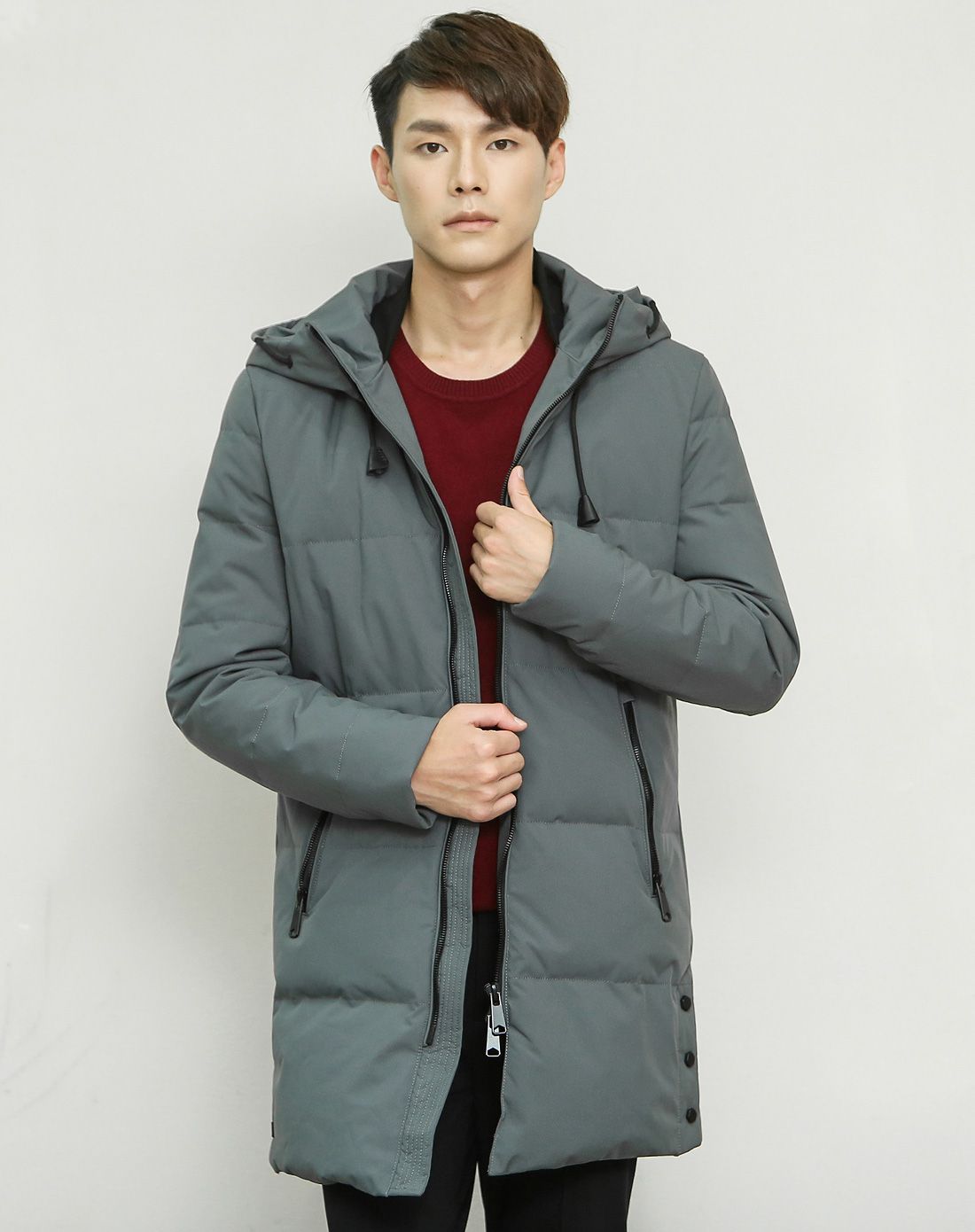 高梵羽绒服男女男款黑色简约时尚中长款羽绒服g2160201004_唯品会