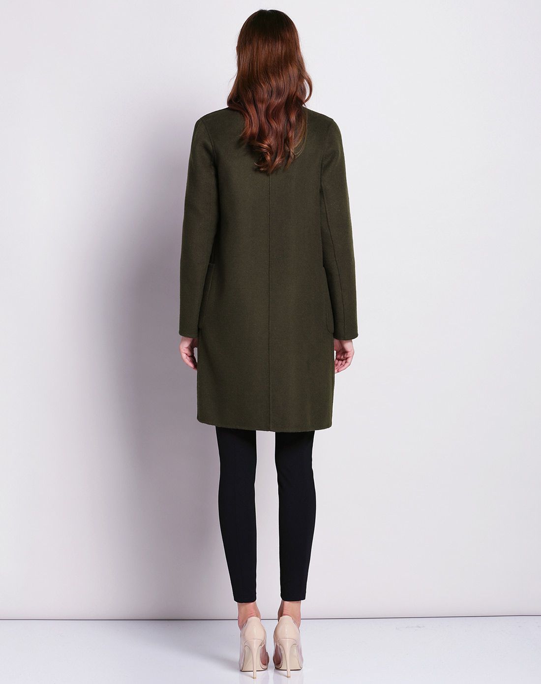 mirror fun深橄榄绿正反两穿无扣简约双面呢大衣m54944skol_唯品会