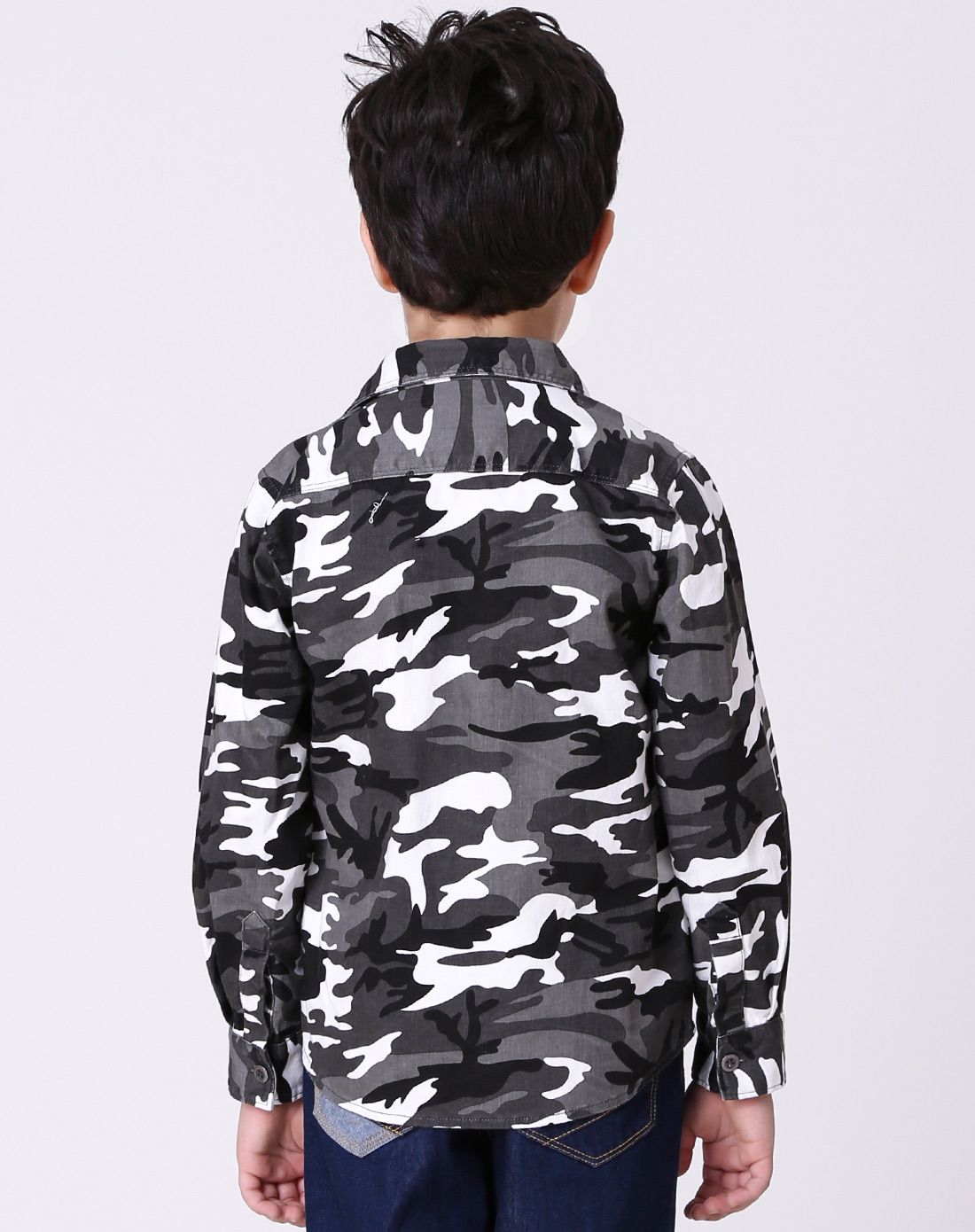男童灰白迷彩帅气迷彩外套