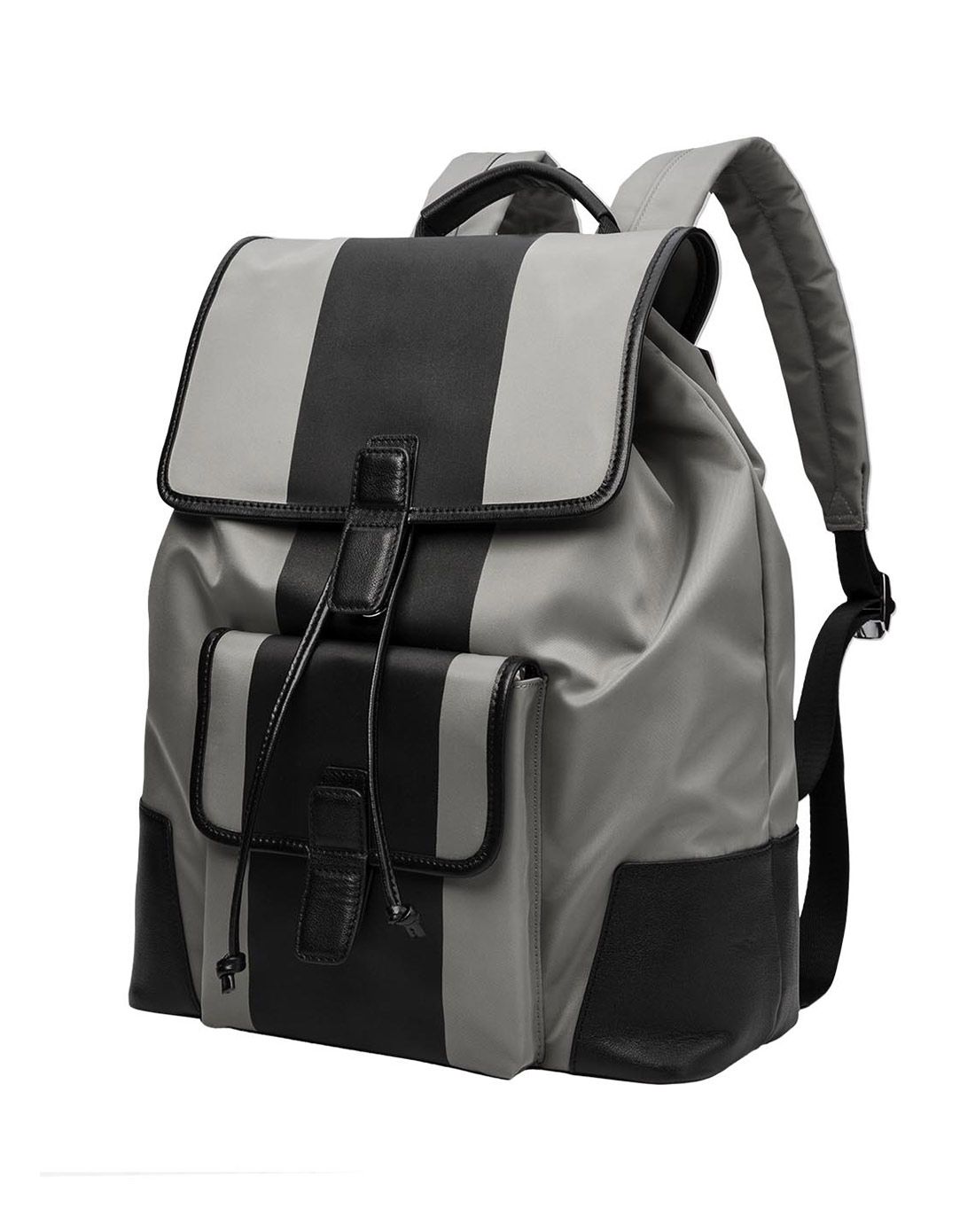 灰色织物休闲男背包