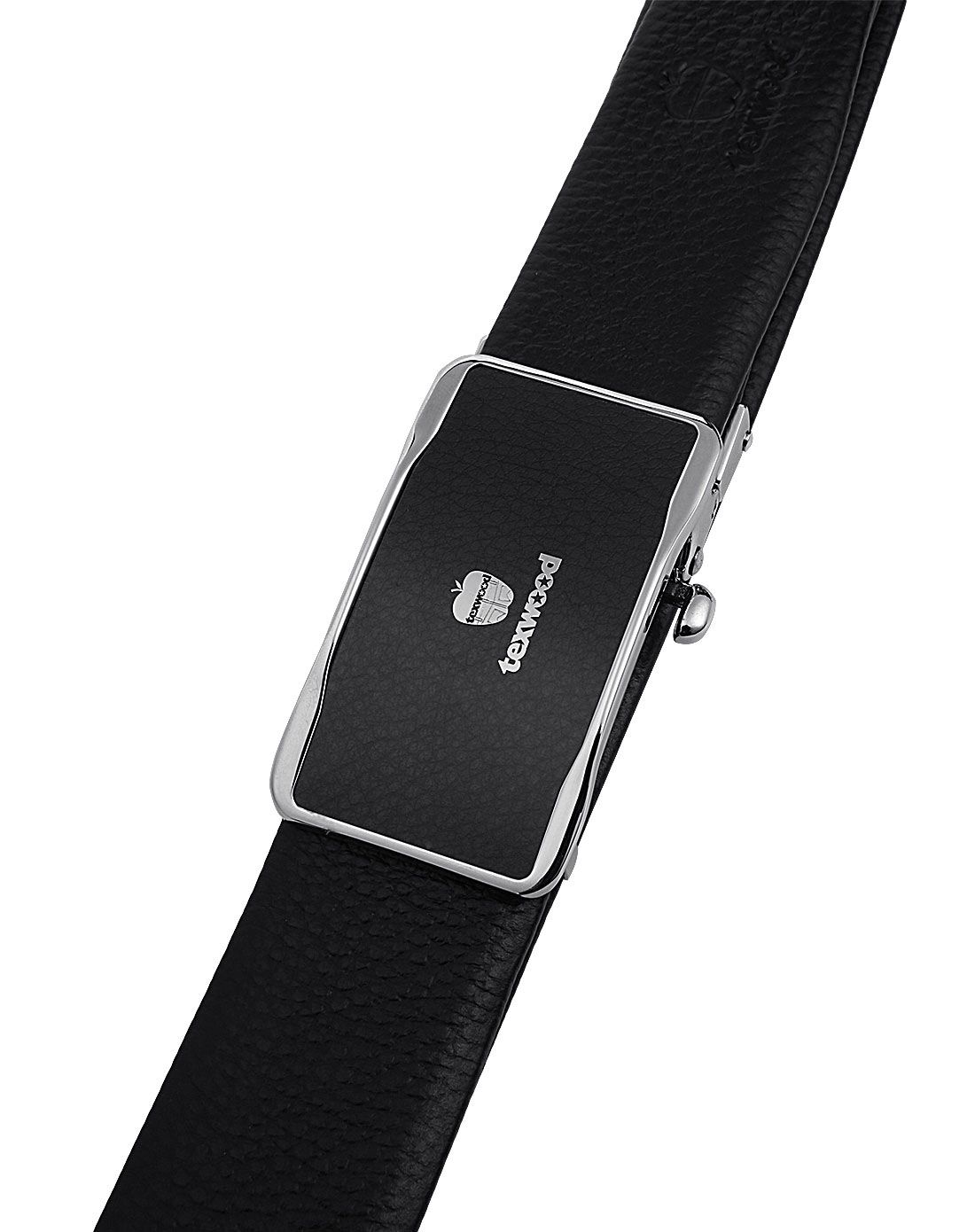 texwood黑色牛皮革自动扣休闲男皮带de6h0011-01_唯品会