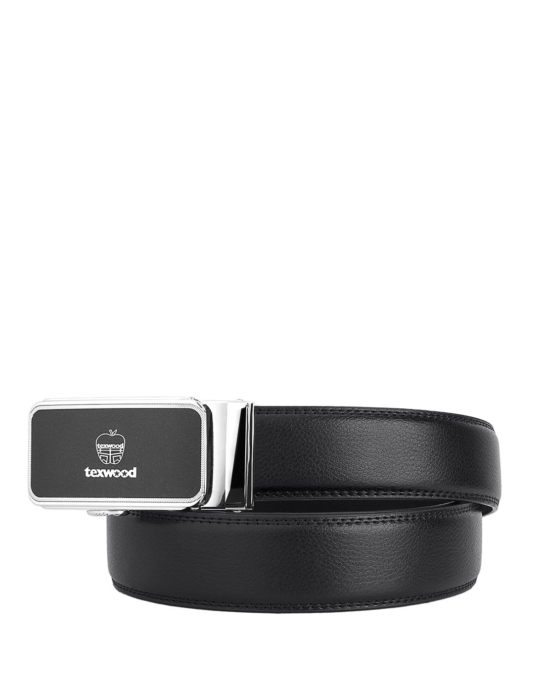 texwood黑色牛皮自动扣男皮带de6h0581-01_唯品会