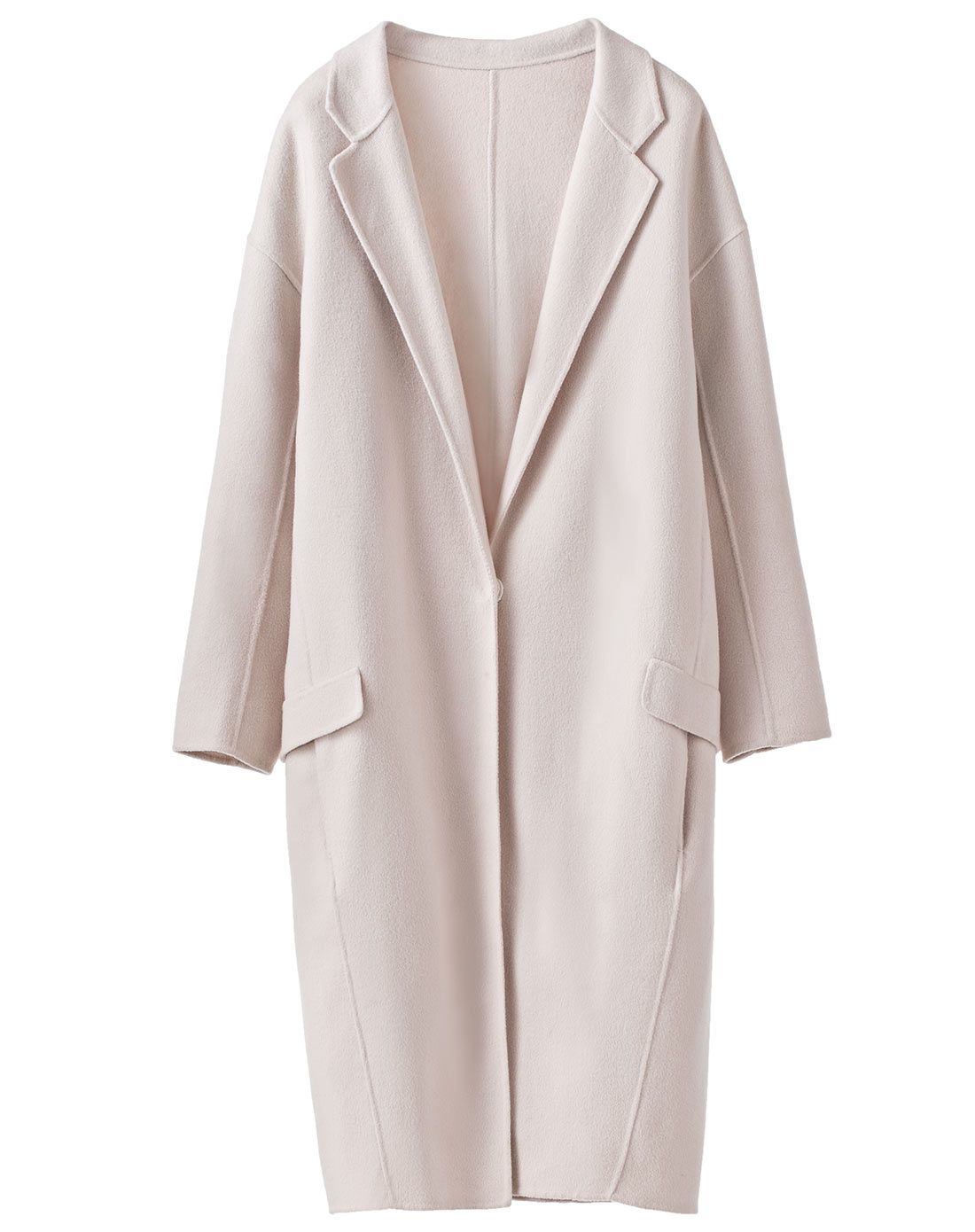 浅藕色手工双面羊毛呢外套