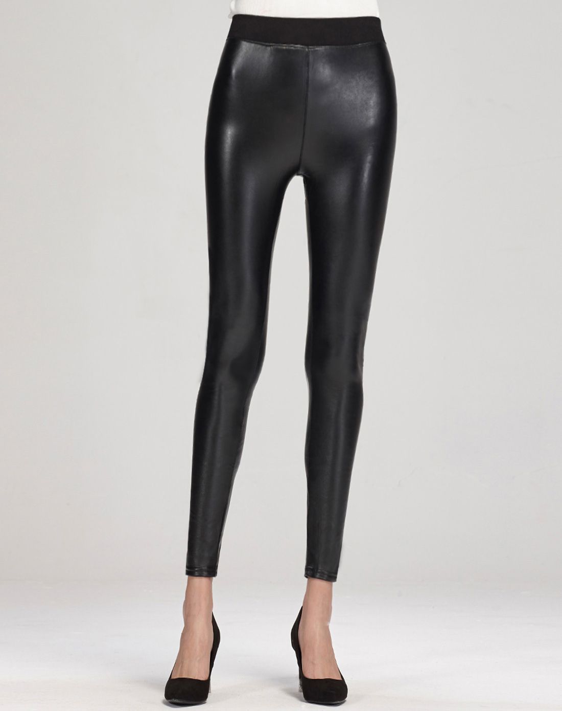 南极人 女士黑色加绒皮裤