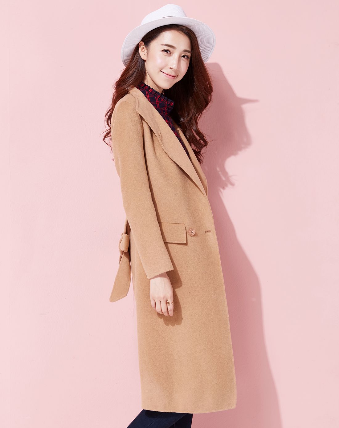 双面呢英伦淑女风气质长款外套