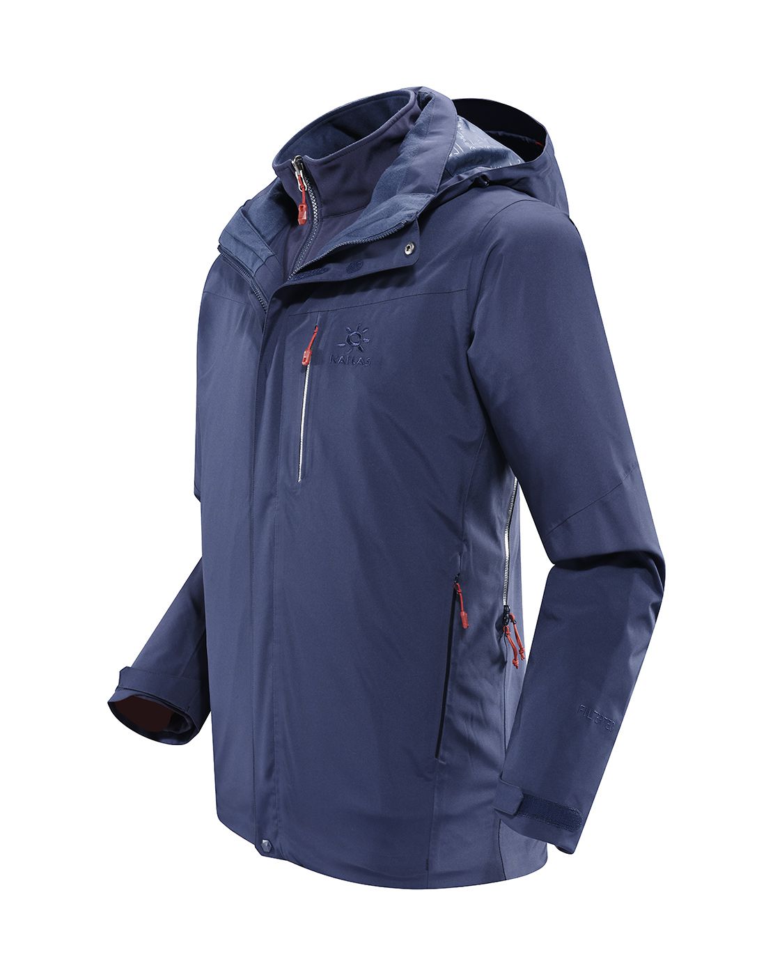 凯乐石kailas户外男女专场男款夜空蓝色软壳三合一冲锋衣dg