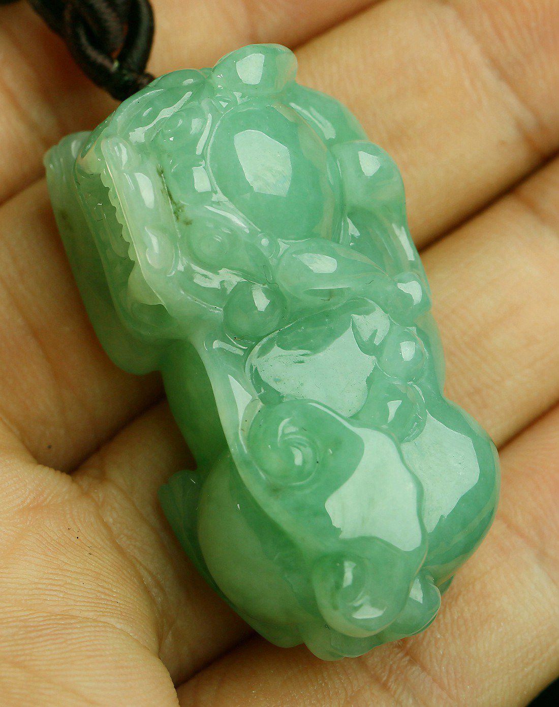 一品翠 天然a货翡翠糯种淡绿色招财进宝貔貅挂件