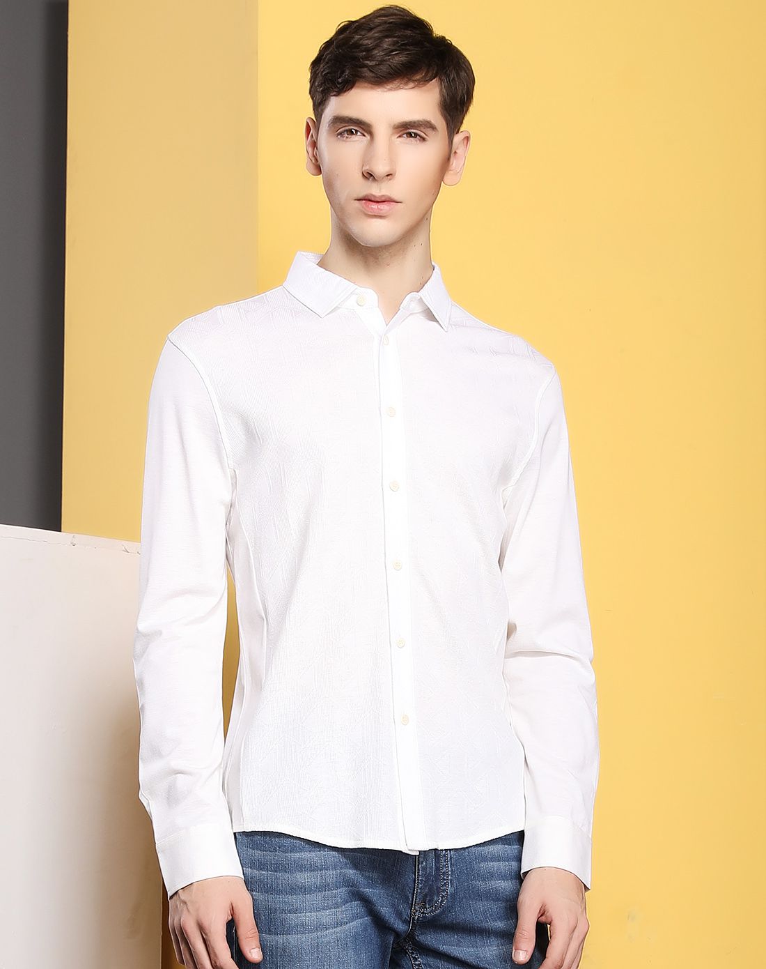 蚕丝棉净色百搭长袖休闲衬衫