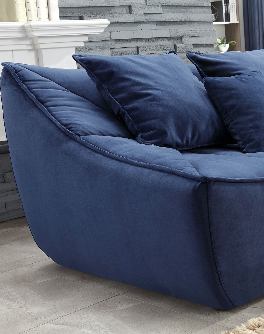 新品 墨蓝格调布艺沙发