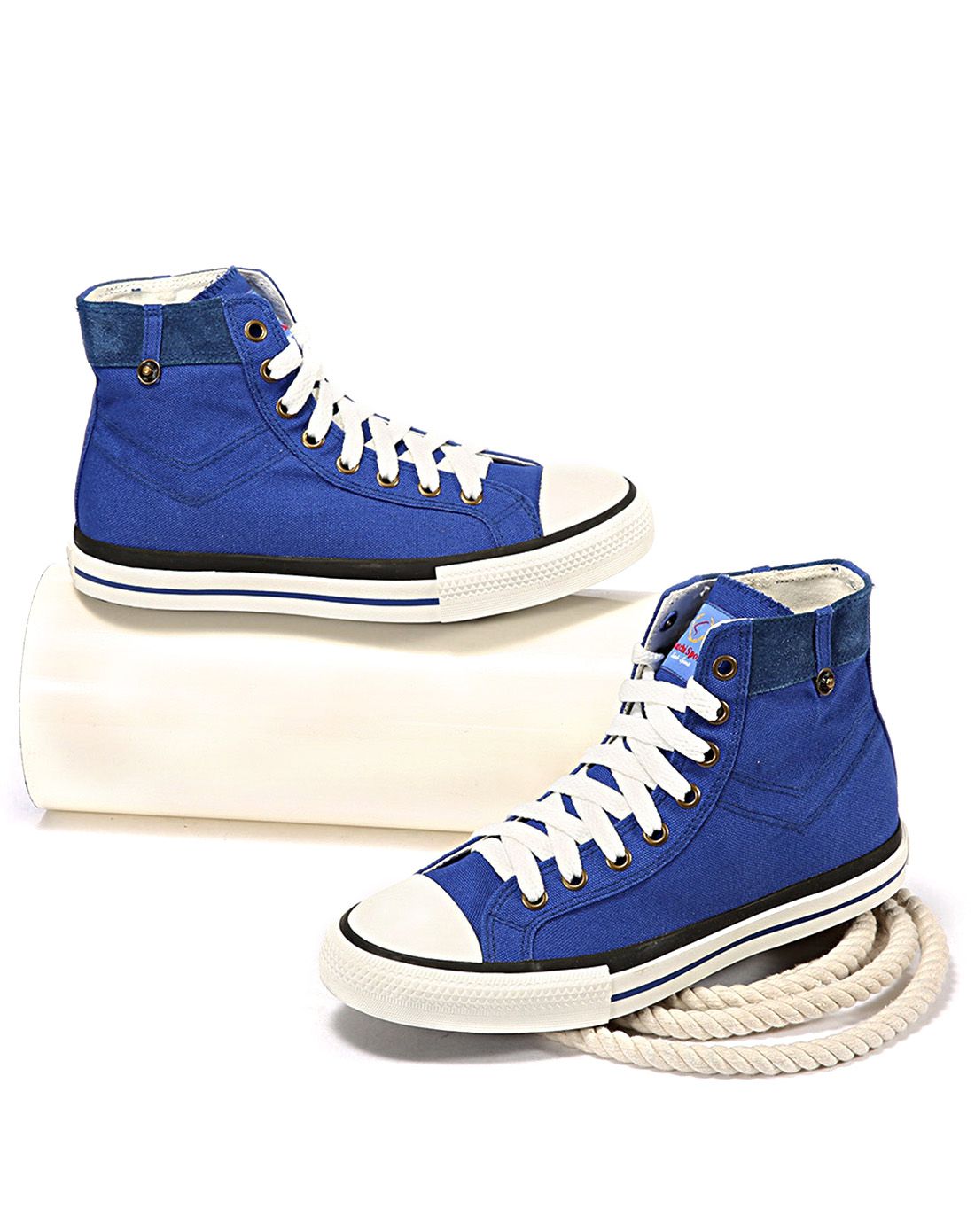 【女款】纯色简约 高帮帆布鞋宝蓝色