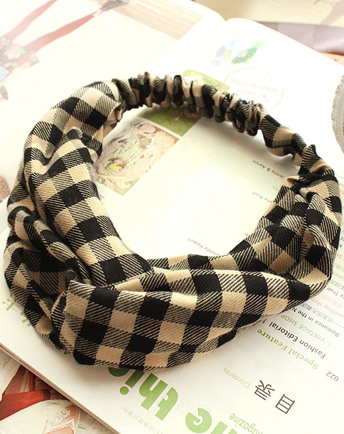 文艺小清新格子交叉发带(多色可选)