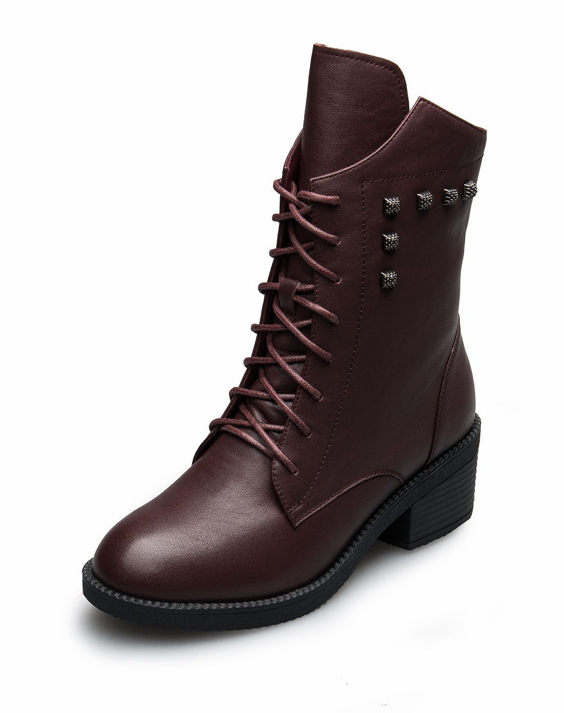 牛皮职业正装女低短靴黑色