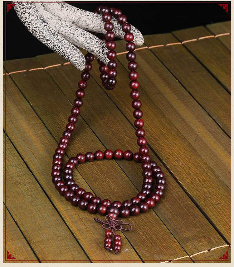 bnlf 108小叶紫檀同料手串项链顺纹7mm