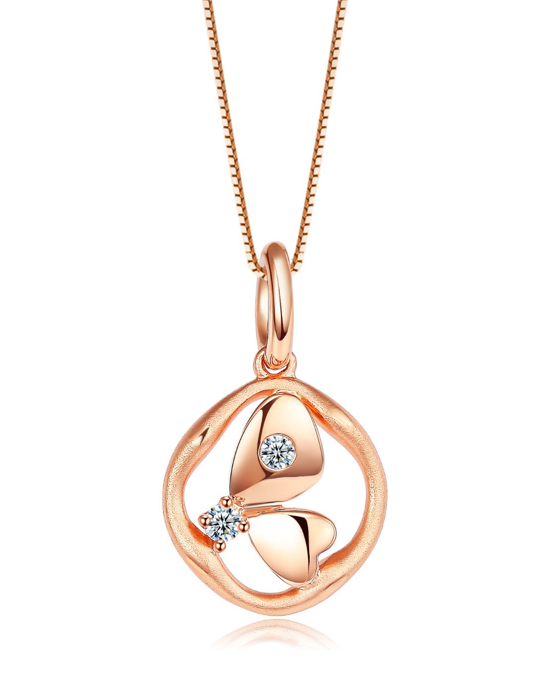 潮宏基 [梦游仙境]时钟 红18k金钻石吊坠-定价