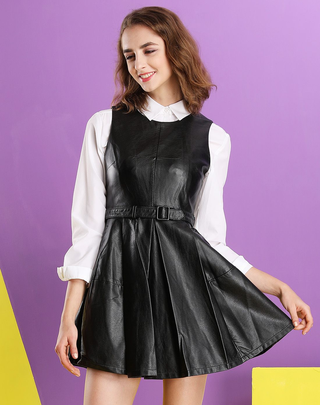 16年新款修身魅惑皮质连衣裙