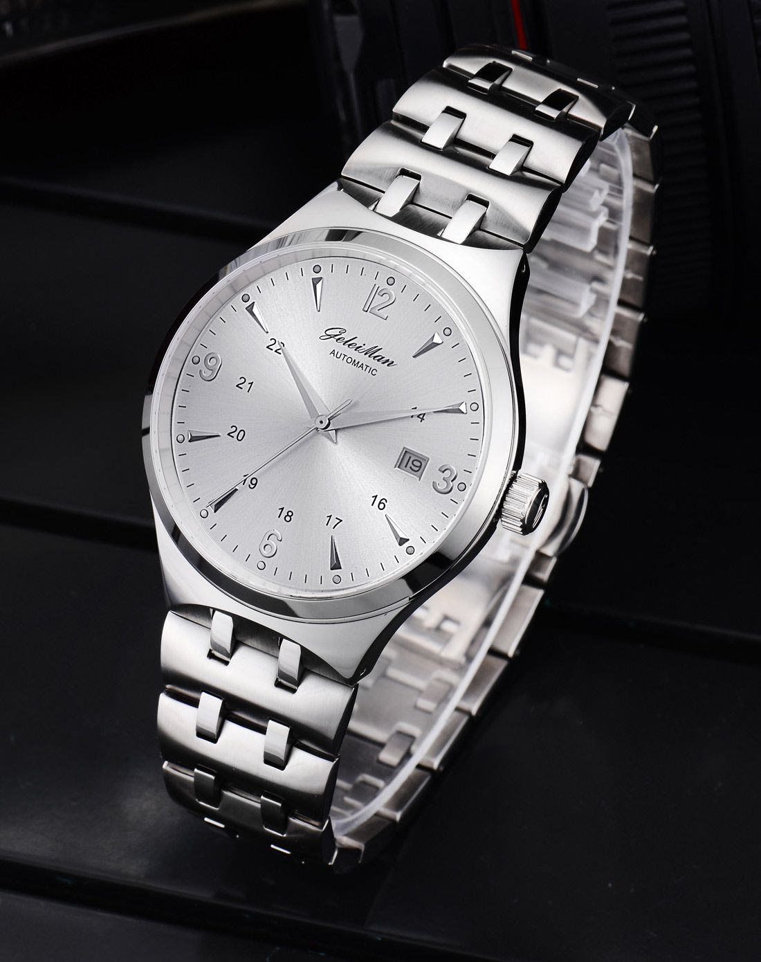 格雷曼 个性精钢单日历进口机芯男表